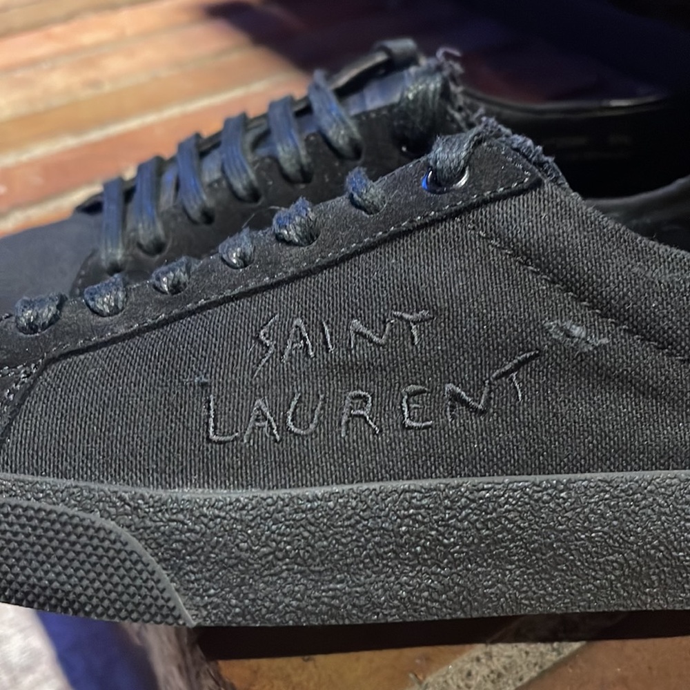 Sale Today was $150. Saint Laurent Logo Canvas/Leather Court Sneaker
